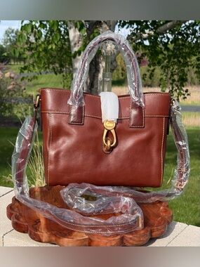 Dooney & Bourke Small Amelie Chestnut Brown Florentine Leather Tote NWT